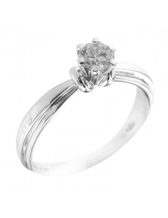 Salvini Woman Ring - Solitaire in 18K White Gold with Natural Diamond 0.37 ct - 0