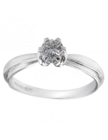 Salvini Woman Ring - Solitaire in 18K White Gold with Natural Diamond 0.37 ct - 0 2