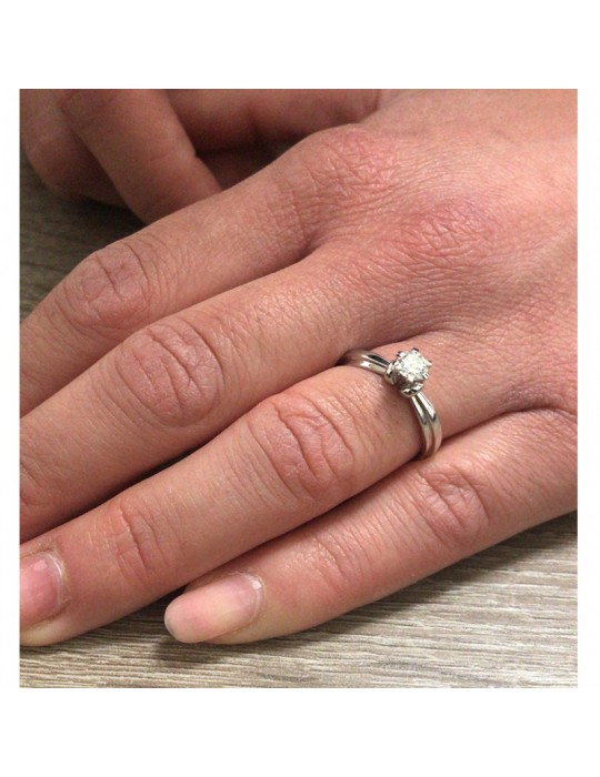 Anello Salvini Donna - Solitario in Oro Bianco 18 carati con Diamante Naturale 0,37 ct - 0