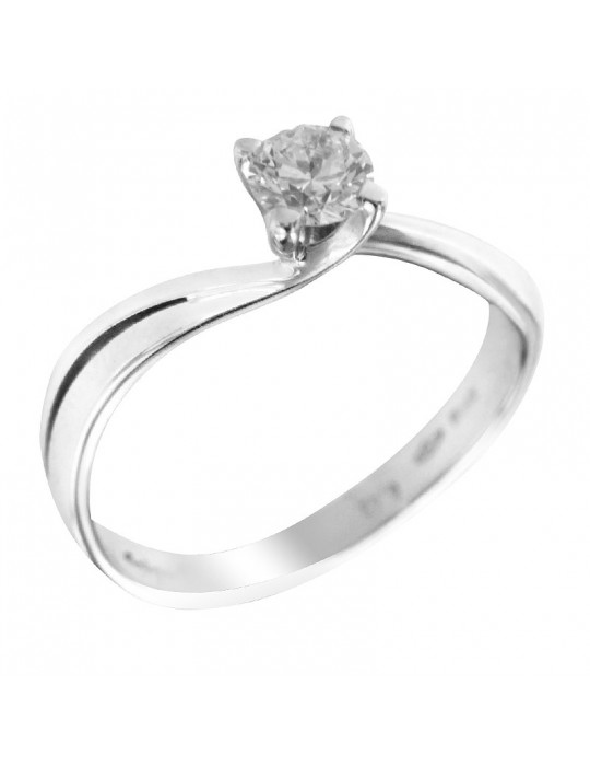 Salvini Woman Ring - Solitaire in 18K White Gold with Natural Diamond 0.40 ct - 0