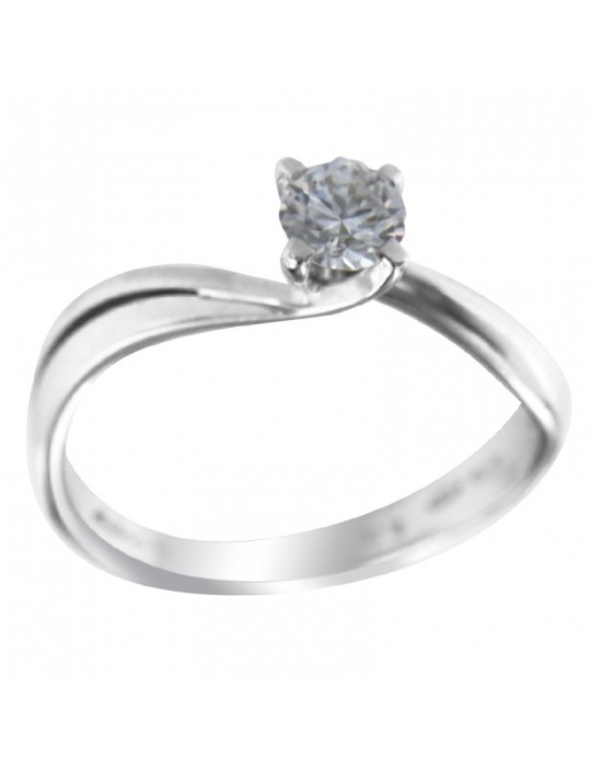 Salvini Woman Ring - Solitaire in 18K White Gold with Natural Diamond 0.40 ct - 0