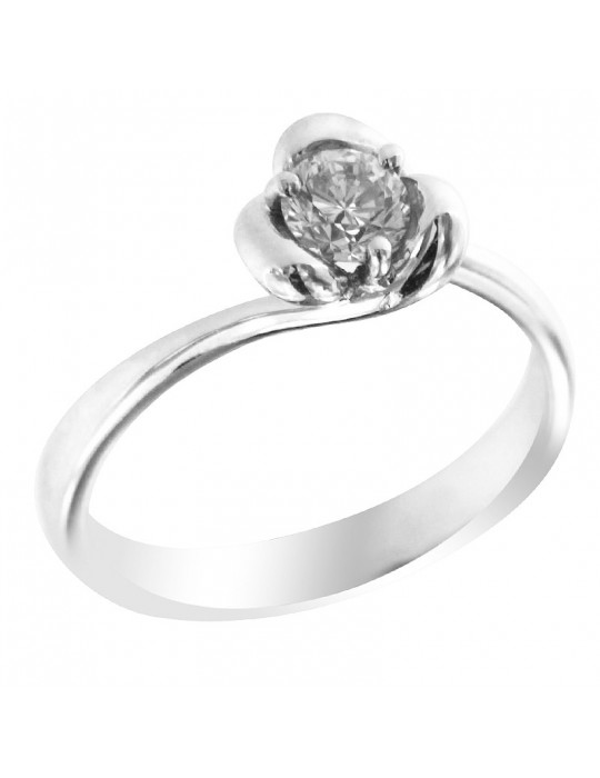 Salvini Woman Ring - Solitaire in 18K White Gold with Natural Diamond 0.42 ct - 0