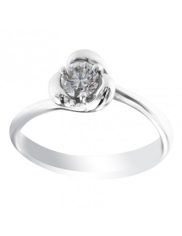 Salvini Woman Ring - Solitaire in 18K White Gold with Natural Diamond 0.42 ct - 0 2
