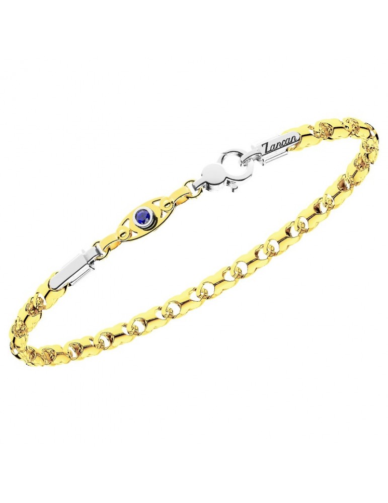 Zancan Men's Bracelet - Insignia Gold in 18K Yellow Gold with 0.03 ct Blue Sapphire - 0