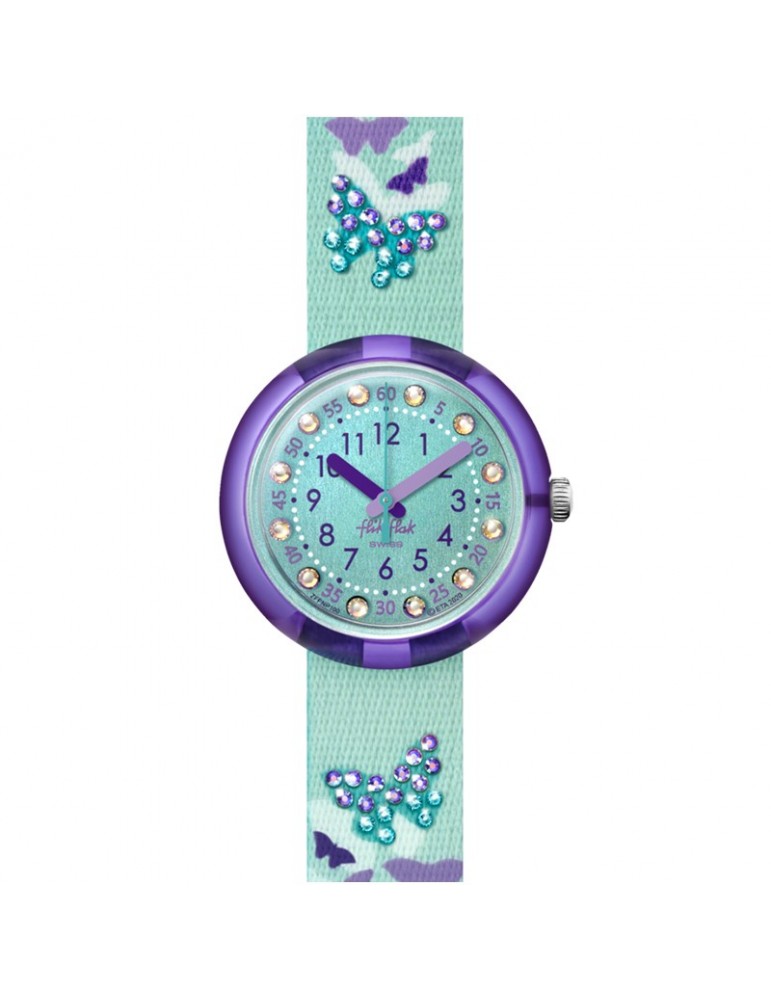Orologio Flik Flak - Sparkling Butterfly - Viola - 32mm -Verde-FPNP100