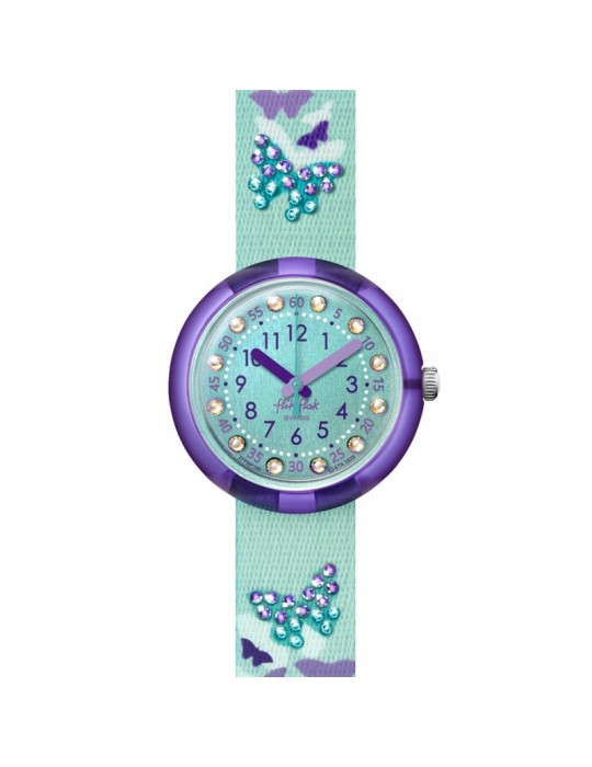 Orologio Flik Flak - Sparkling Butterfly - Viola - 32mm -Verde-FPNP100