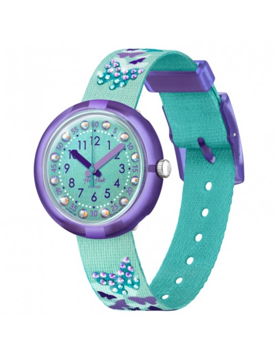 Orologio Flik Flak - Sparkling Butterfly - Viola - 32mm -Verde-FPNP100
