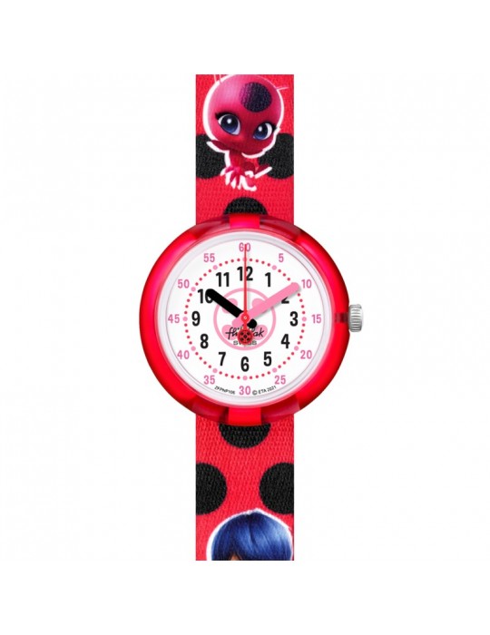 Orologio Flik Flak - Solo Tempo - Ladybug - Bianco -32mm-Rosso-FPNP106
