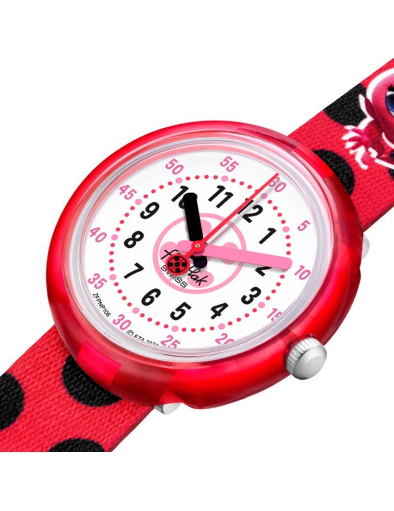 Orologio Flik Flak - Solo Tempo - Ladybug - Bianco -32mm-Rosso-FPNP106