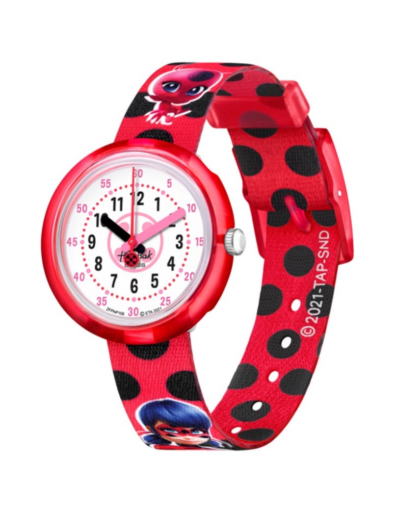Flik Flak Watch - Only Time - Ladybug - White -32mm-Red-FPNP106