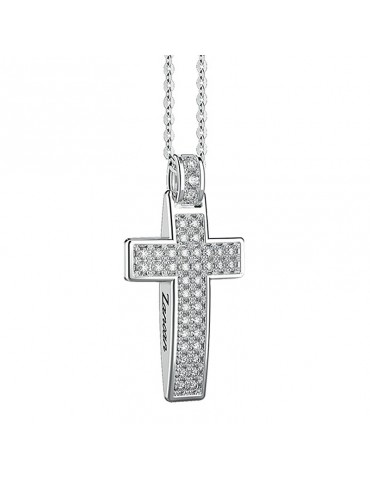Zancan Necklace for Men - Insignia Gold in 18K White Gold with Cross Pendant and 0.39 ct Natural Diamonds - 0