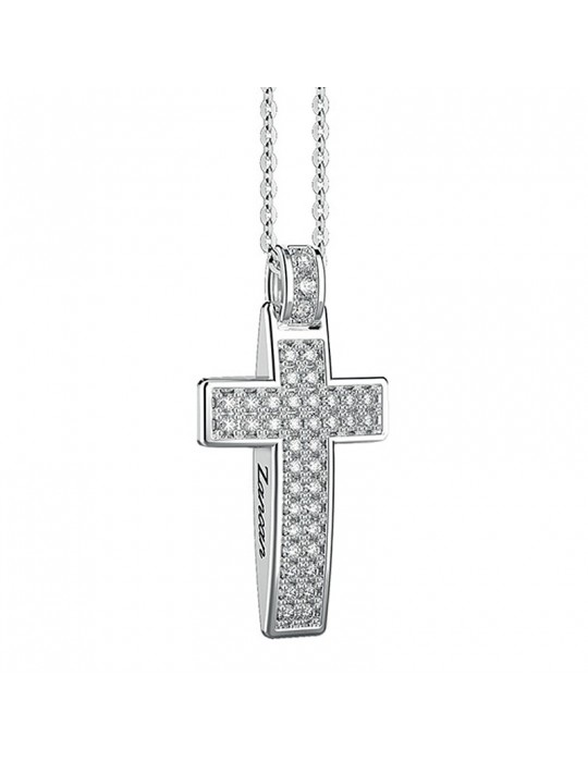 Collana Zancan per Uomo - Insignia Gold in Oro Bianco 18 carati con Pendente Croce e Diamanti Naturali 0,39 ct - 0