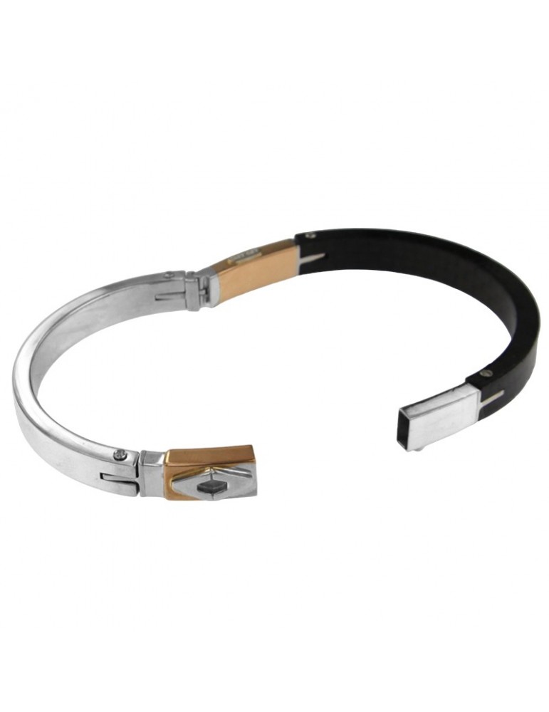 Bracciale Arkano - Rigido a Manetta in Oro Bianco - Oro Rosa 18 Carati e Fibra di Carbonio - 0
