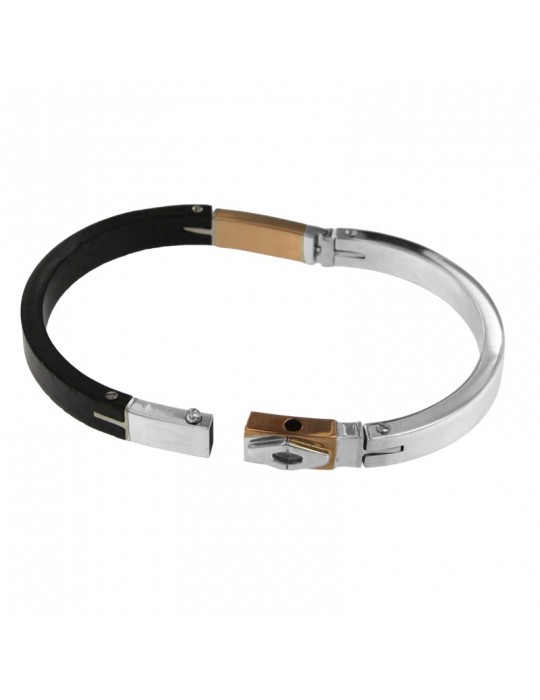 Bracciale Arkano - Rigido a Manetta in Oro Bianco - Oro Rosa 18 Carati e Fibra di Carbonio - 0