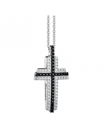 Zancan Necklace for Men - Insignia Gold in White Gold with Cross Pendant and Diamonds - 0