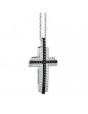 Zancan Necklace for Men - Insignia Gold in White Gold with Cross Pendant and Diamonds - 0