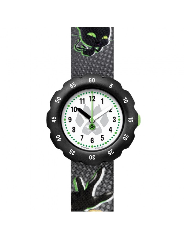 Flik Flak Watch - Miraculous - Cat Noir - 32mm - Black-Green-FPSP058