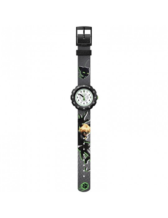 Orologio Flik Flak - Miraculous - Cat Noir - 32mm - Nero-Verde-FPSP058
