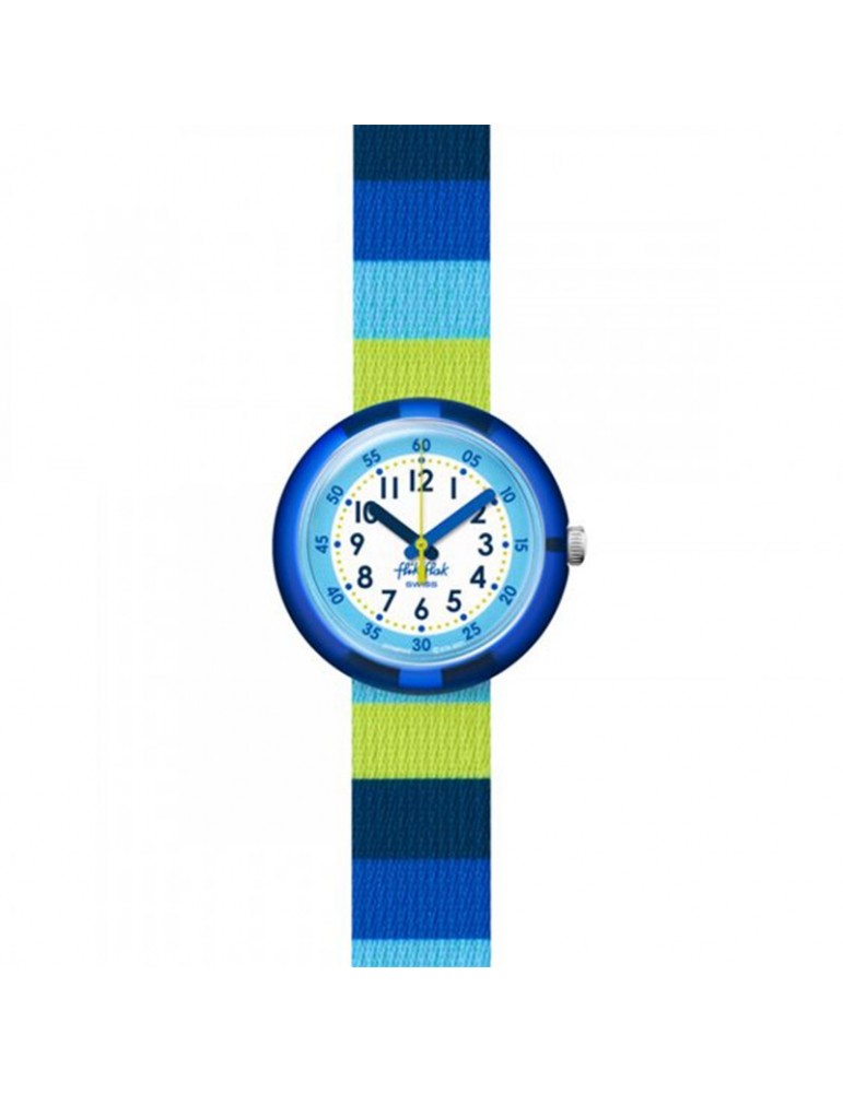 Flik Flak Watch - Stripy Blue - 32mm - Stripes - Blue - Green - FPNP112