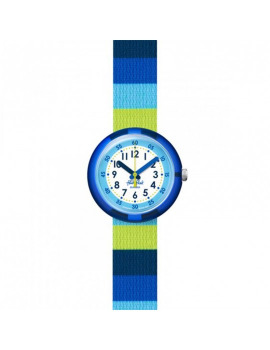 Orologio Flik Flak - Stripy Blue - 32mm - Righe - Blu - Verdi -FPNP112