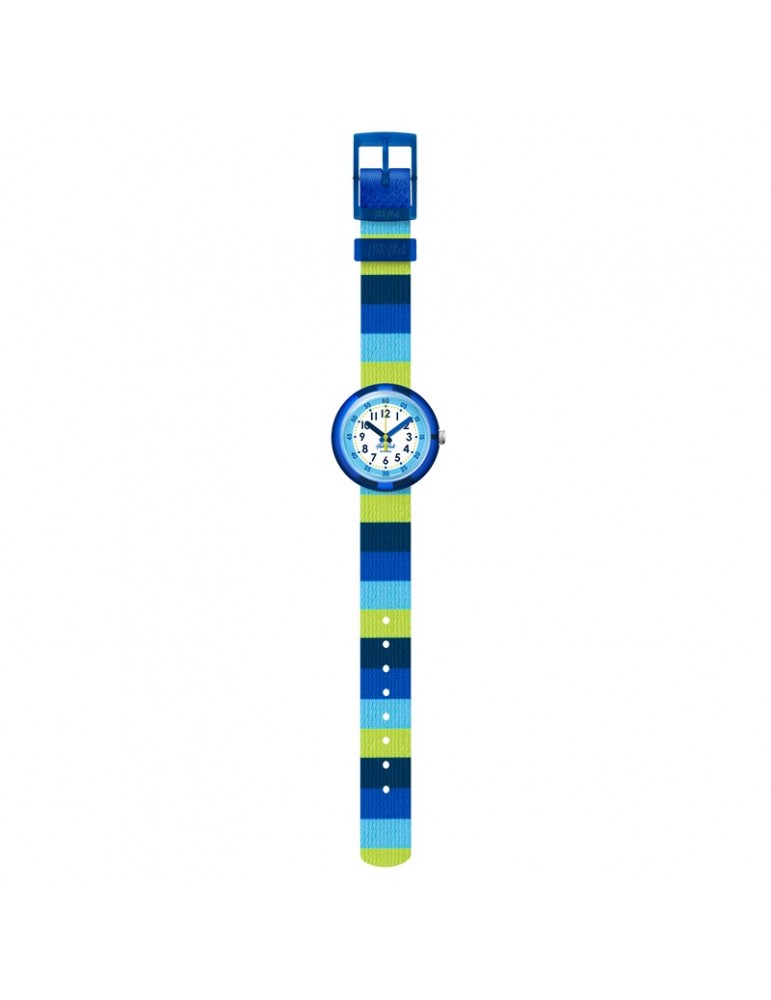 Orologio Flik Flak - Stripy Blue - 32mm - Righe - Blu - Verdi -FPNP112