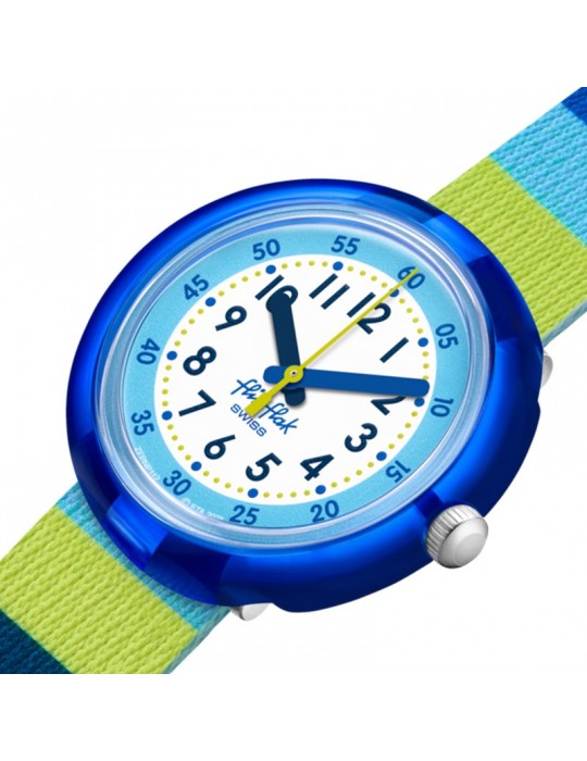 Orologio Flik Flak - Stripy Blue - 32mm - Righe - Blu - Verdi -FPNP112