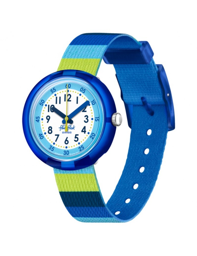 Flik Flak Watch - Stripy Blue - 32mm - Stripes - Blue - Green - FPNP112