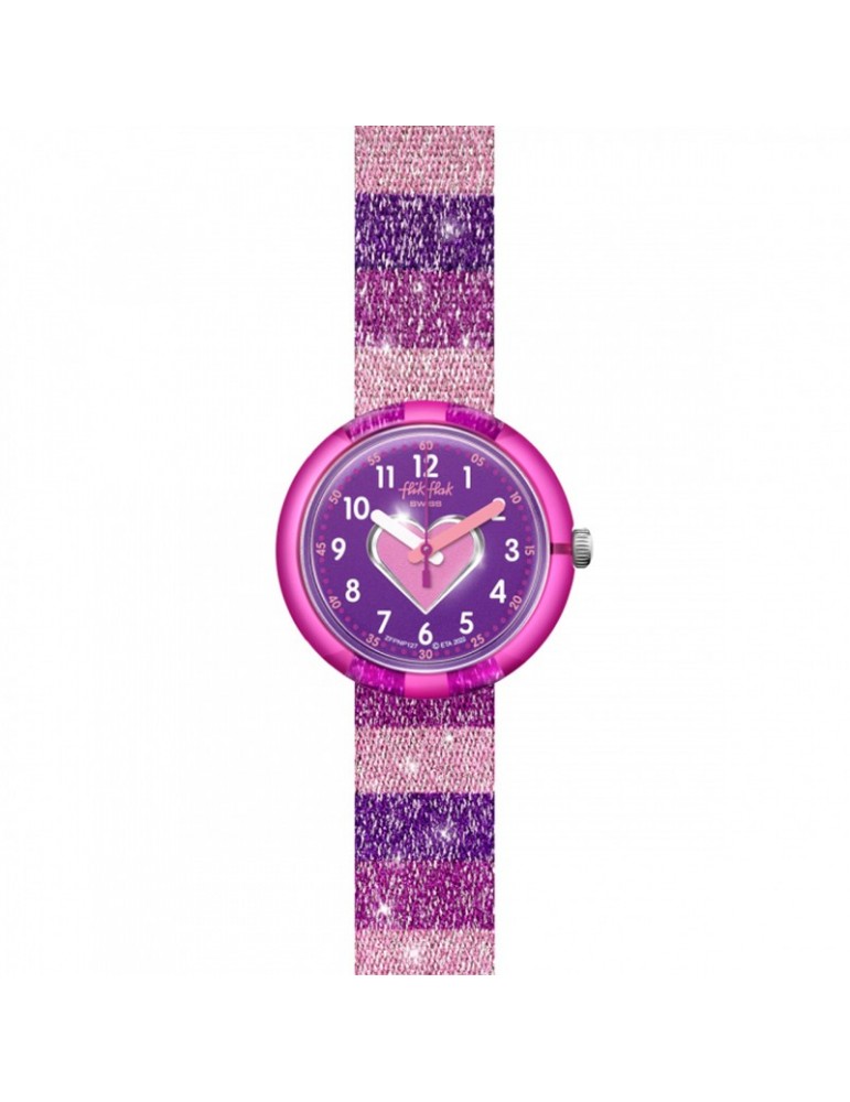 Flik Flak Watch - Stripy Glitter - 32mm-Purple-Glitter Stripes-FPNP127