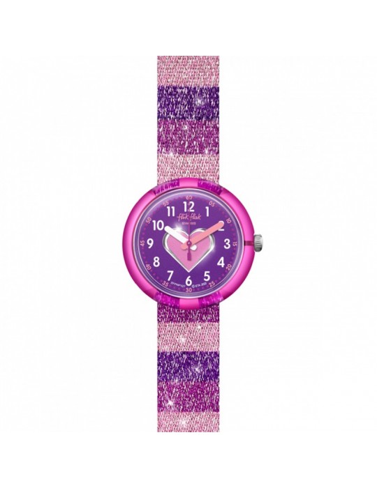 Orologio Flik Flak - Stripy Glitter - 32mm-Righe Viola-Glitter-FPNP127
