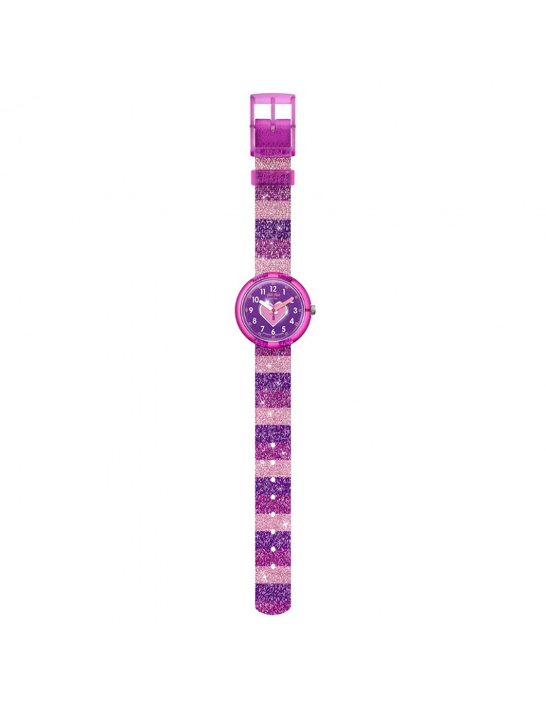 Orologio Flik Flak - Stripy Glitter - 32mm-Righe Viola-Glitter-FPNP127