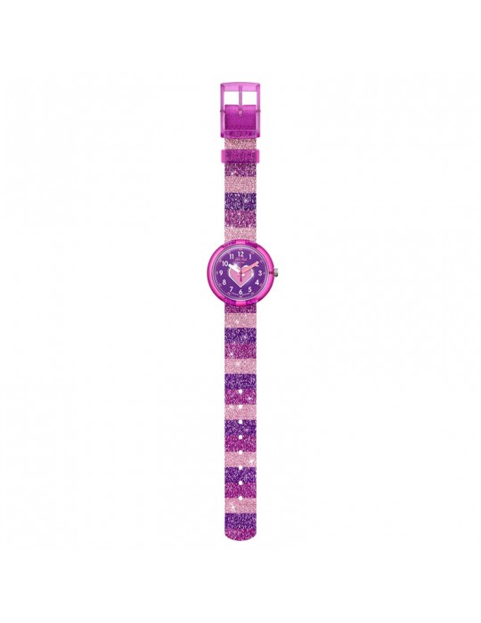 Orologio Flik Flak - Stripy Glitter - 32mm-Righe Viola-Glitter-FPNP127