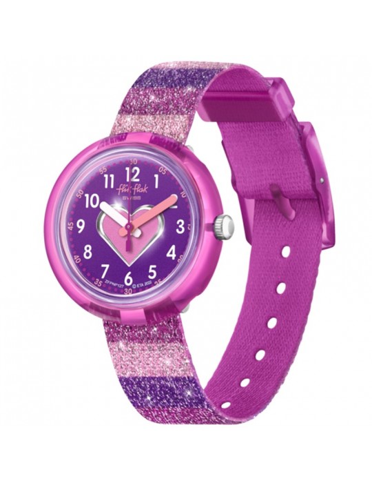 Orologio Flik Flak - Stripy Glitter - 32mm-Righe Viola-Glitter-FPNP127