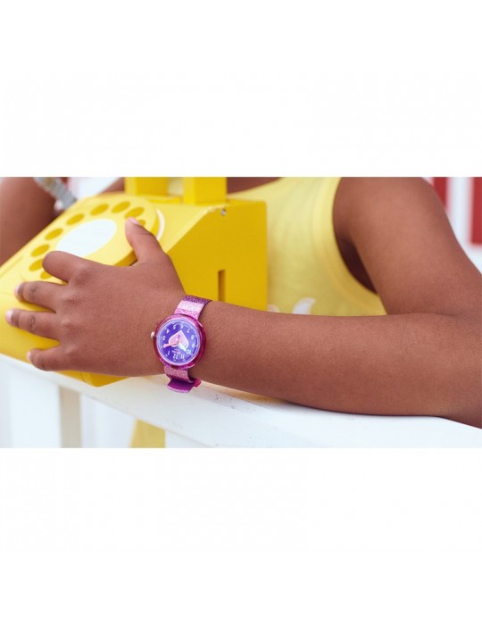 Orologio Flik Flak - Stripy Glitter - 32mm-Righe Viola-Glitter-FPNP127