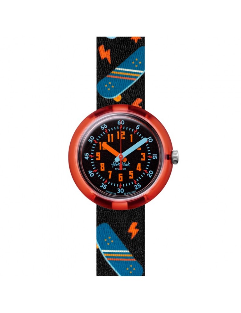 Orologio Flik Flak - Skate Squad - Rosso -32mm-Nero-Skateboard-FPNP133