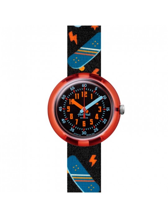 Orologio Flik Flak - Skate Squad - Rosso -32mm-Nero-Skateboard-FPNP133