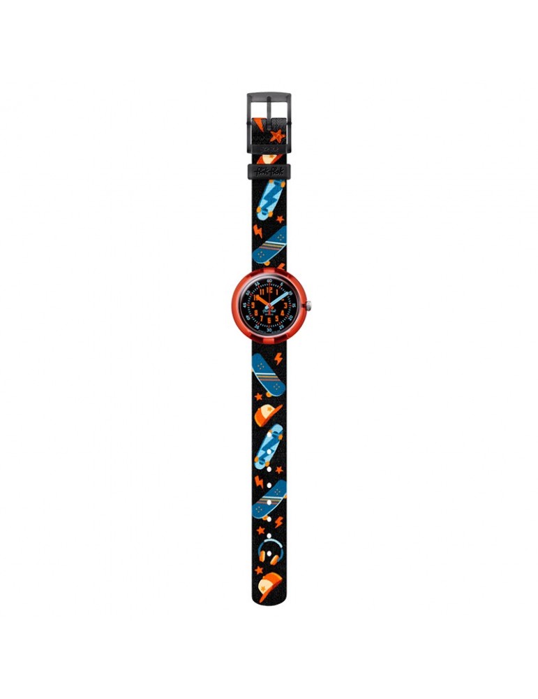 Flik Flak Watch - Skate Squad - Red -32mm-Black-Skateboard-FPNP133