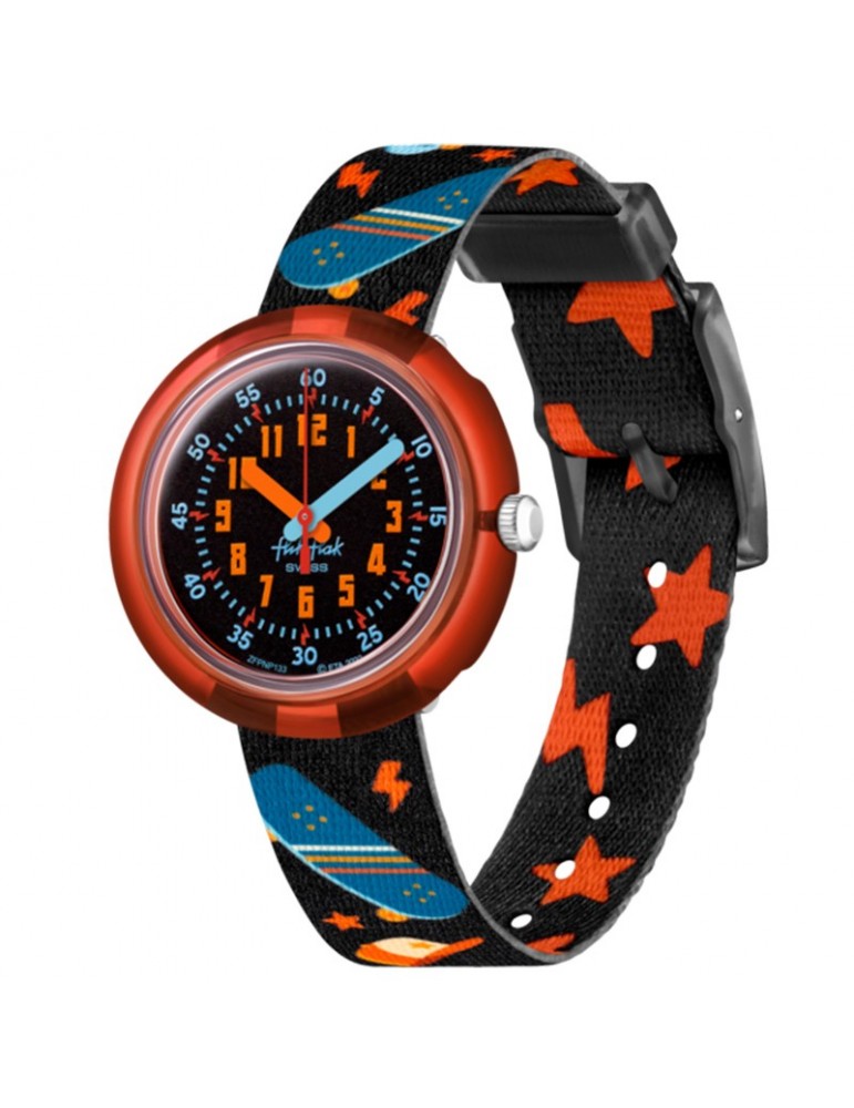 Orologio Flik Flak - Skate Squad - Rosso -32mm-Nero-Skateboard-FPNP133