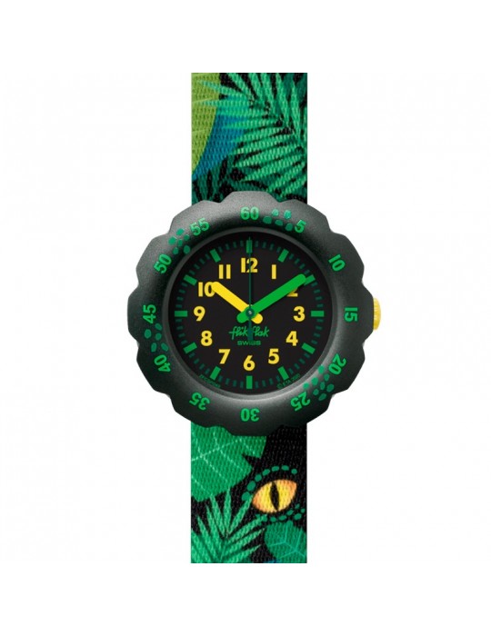 Flik Flak Watch - Eye See U - Black - 35mm - Green - Leaves -FPSP049