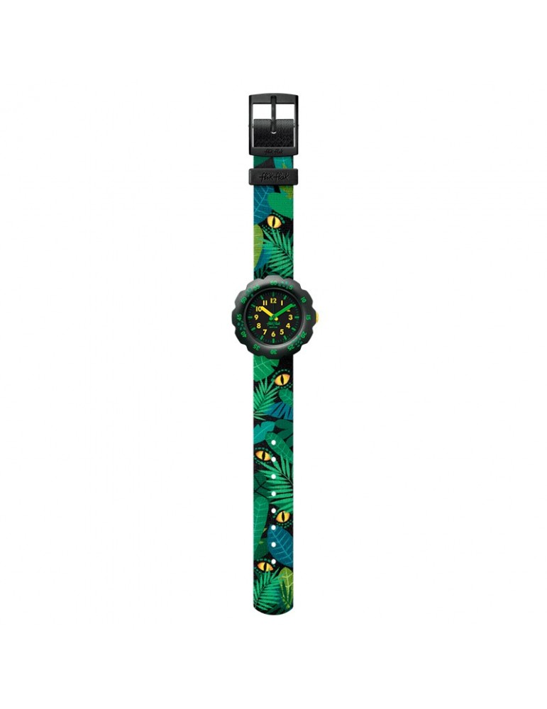 Orologio Flik Flak - Eye See U - Nero - 35mm - Verde - Foglie -FPSP049