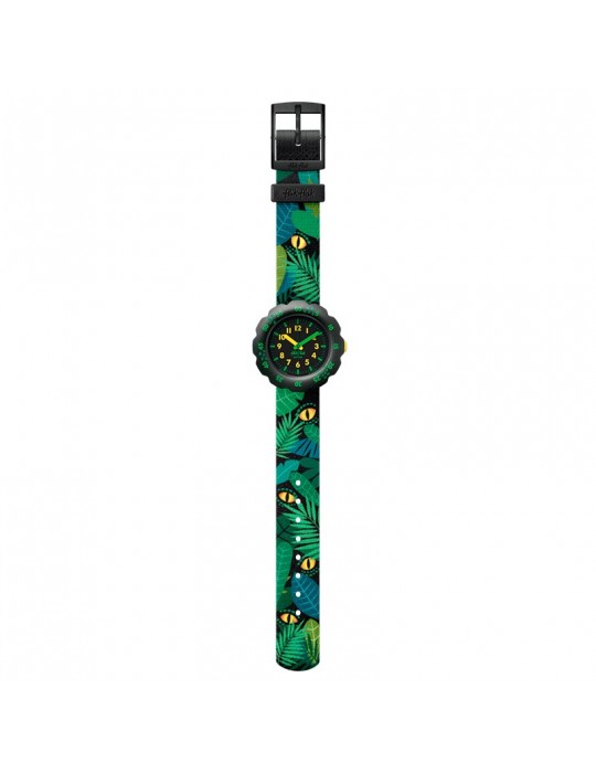 Orologio Flik Flak - Eye See U - Nero - 35mm - Verde - Foglie -FPSP049