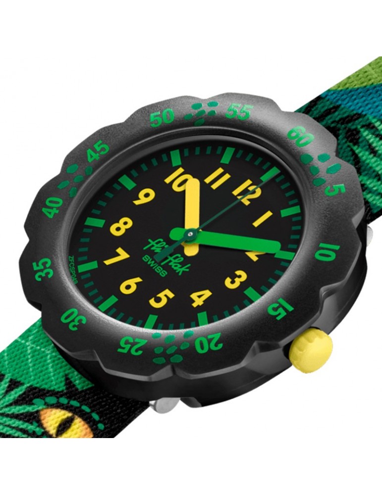Orologio Flik Flak - Eye See U - Nero - 35mm - Verde - Foglie -FPSP049