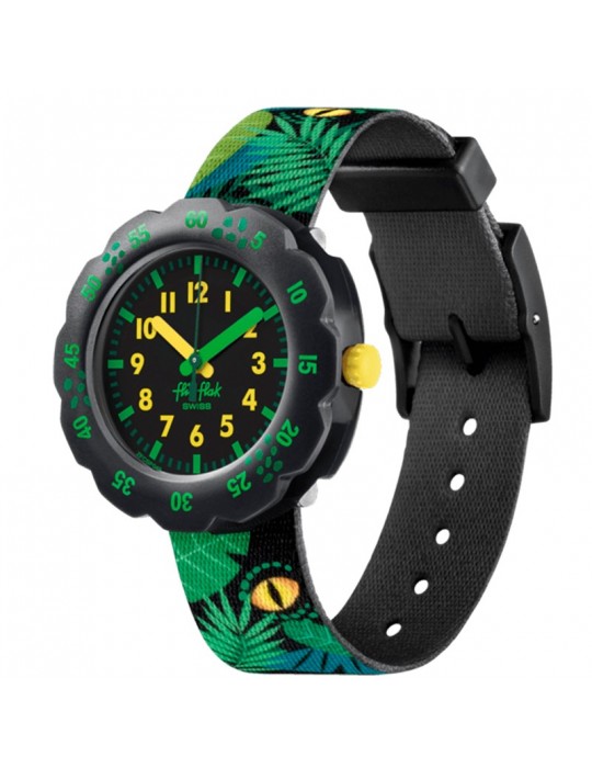 Orologio Flik Flak - Eye See U - Nero - 35mm - Verde - Foglie -FPSP049