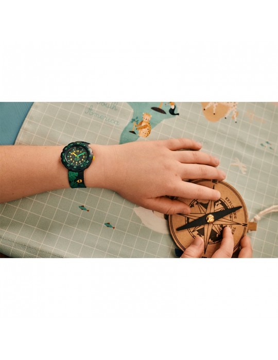 Flik Flak Watch - Eye See U - Black - 35mm - Green - Leaves -FPSP049