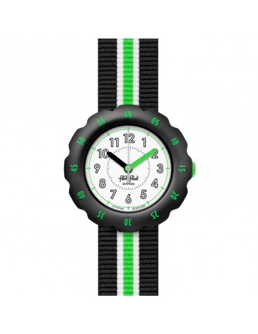 Orologio Flik Flak - Adrien - Nero -35mm-Striscia Verde-Bianca-FPSP056