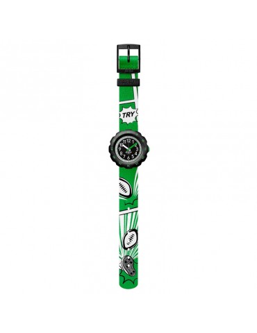 Flik Flak Watch - Try High - Black - 35mm - Green - Rugby - FPSP063 2