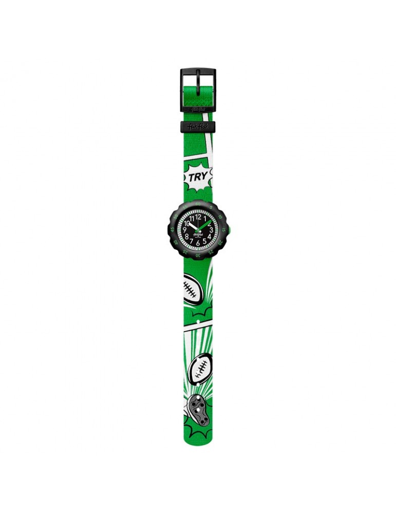 Orologio Flik Flak - Try High - Nero - 35mm - Verde - Rugby - FPSP063