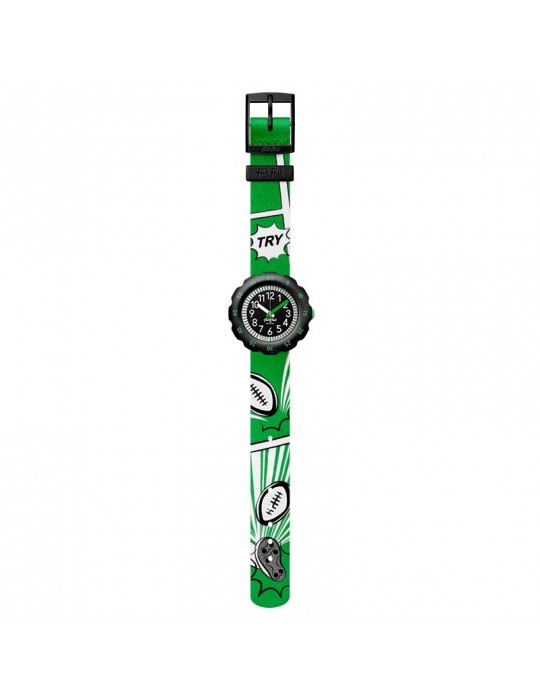 Orologio Flik Flak - Try High - Nero - 35mm - Verde - Rugby - FPSP063
