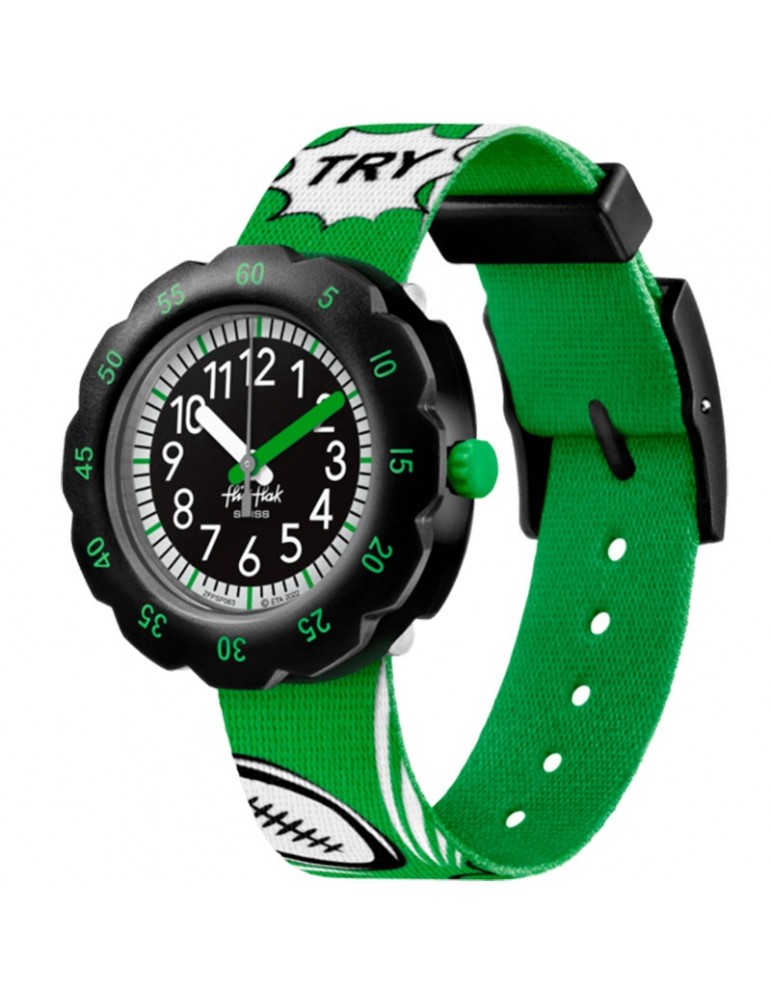 Orologio Flik Flak - Try High - Nero - 35mm - Verde - Rugby - FPSP063