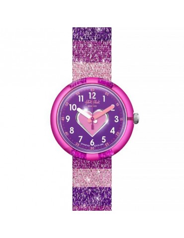 Orologio Flik Flak - Stripy Glitter - 32mm-Righe Viola-Glitter-FPNP127