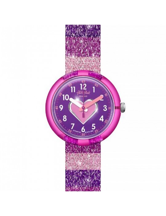 Orologio Flik Flak - Stripy Glitter - 32mm-Righe Viola-Glitter-FPNP127